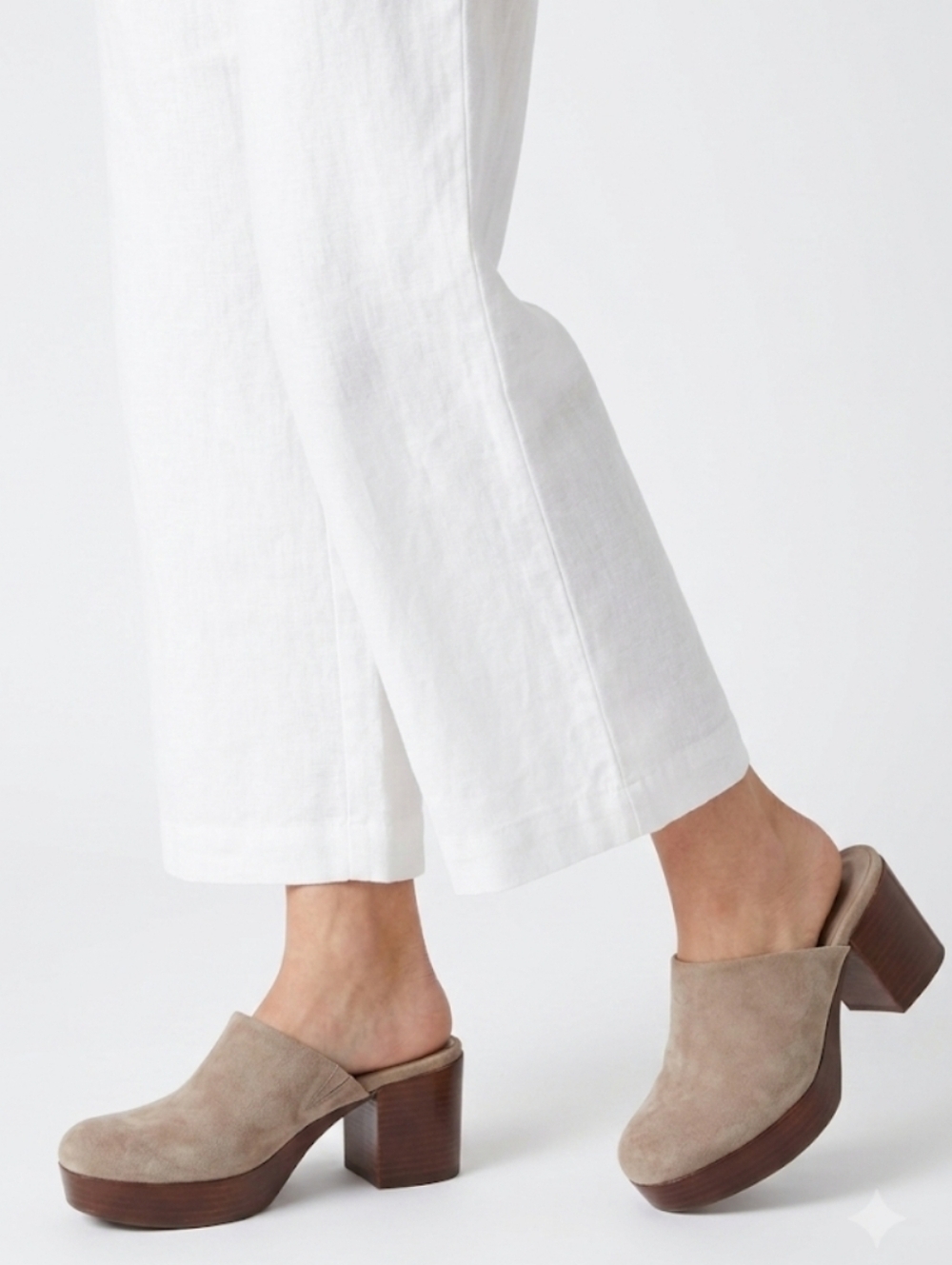 Taupe Suede Platform Clog Mules - Women